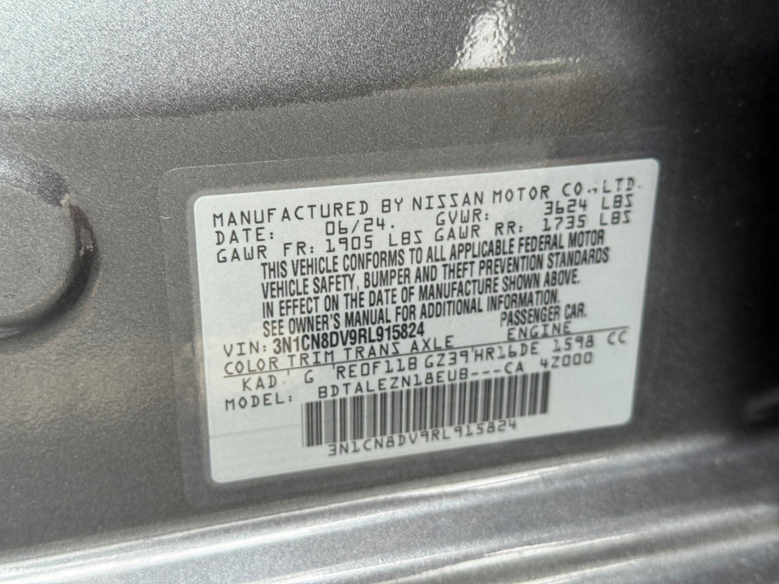 Used 2024 Nissan Versa S w/ Trunk Package FWD image 38