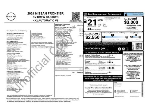 Used 2024 Nissan Frontier SV w/ SV Convenience Package RWD image 3