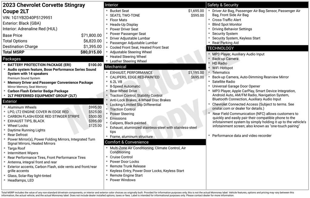 Used 2023 Chevrolet Corvette Stingray Preferred Cpe w/ Battery Protection Package RWD image 31