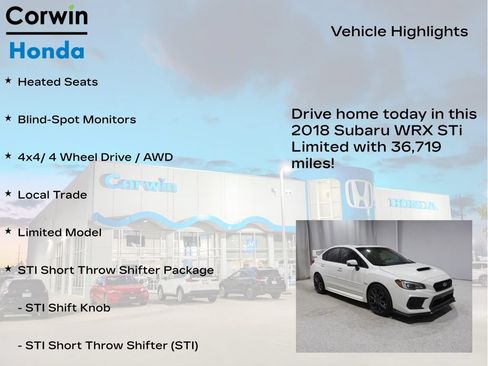 Used 2018 Subaru WRX STI Limited AWD/4WD image 7