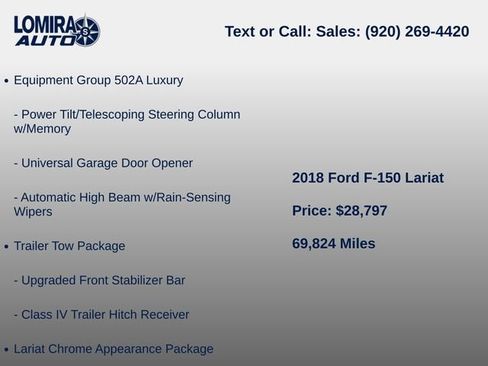 Used 2018 Ford F150 Lariat w/ Equipment Group 502A Luxury AWD/4WD image 8