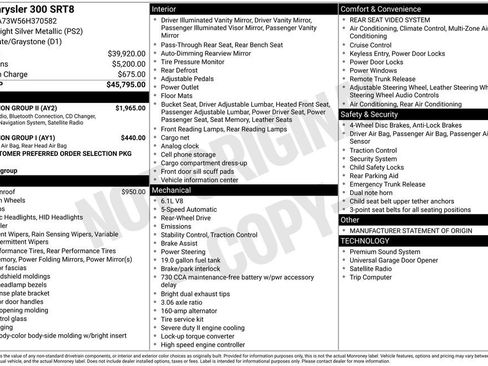 Used 2006 Chrysler 300 SRT8 w/ SRT Option Group II RWD image 39