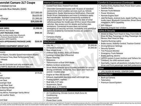 Used 2022 Chevrolet Camaro LT w/ RS Package RWD image 5