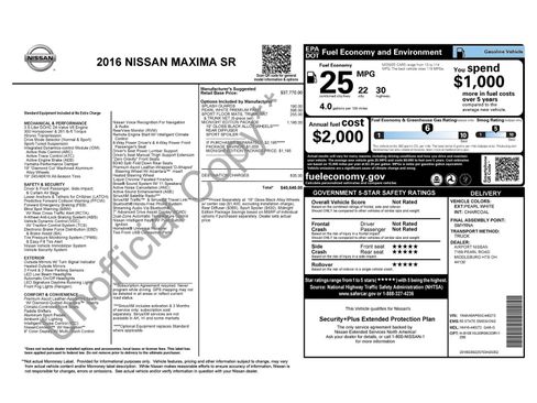 Used 2016 Nissan Maxima SR w/ Midnight Edition image 2