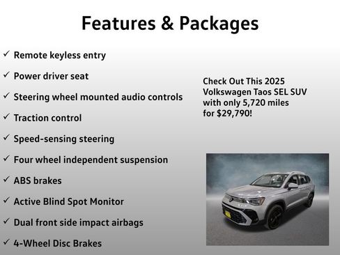 Used 2025 Volkswagen Taos SEL w/ Black Wheel Plus Package AWD/4WD image 8