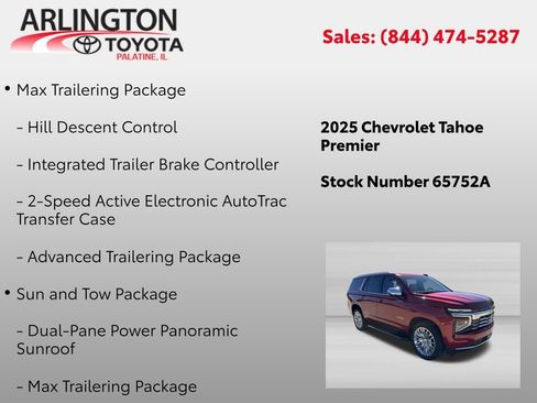 Used 2025 Chevrolet Tahoe Premier w/ Sun And Tow Package AWD/4WD image 2