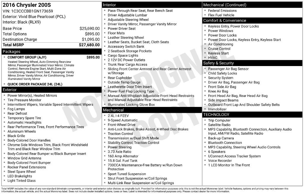 Used 2016 Chrysler 200 S FWD image 2