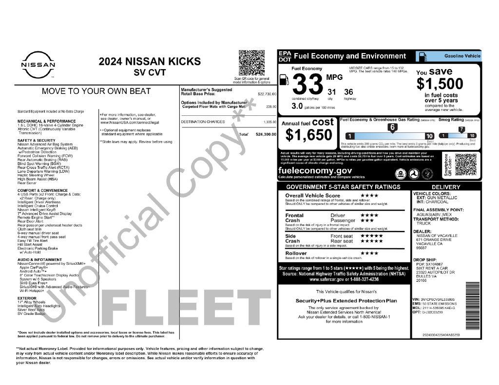 Used 2024 Nissan Kicks SV FWD image 1