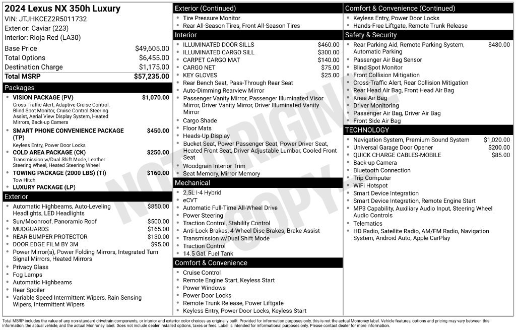 Used 2024 Lexus NX 350h AWD w/ Vision Package image 7