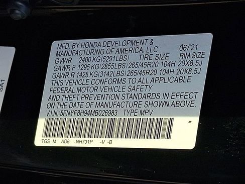 Certified 2021 Honda Passport Touring image 26