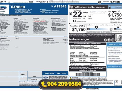 Used 2019 Ford Ranger Lariat w/ Equipment Group 501A Mid AWD/4WD image 38