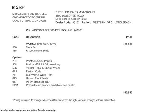 Used 2015 Mercedes-Benz GLK 350 2WD image 2