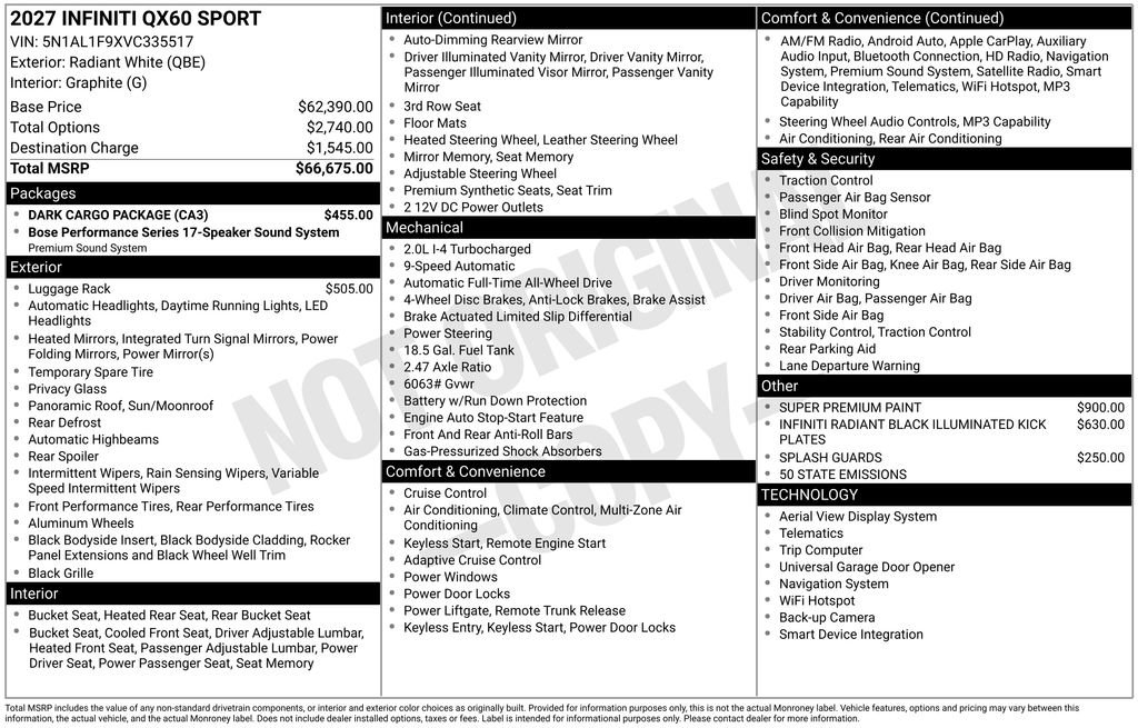 Certified 2027 INFINITI QX60 Sport w/ Dark Cargo Package AWD/4WD image 3