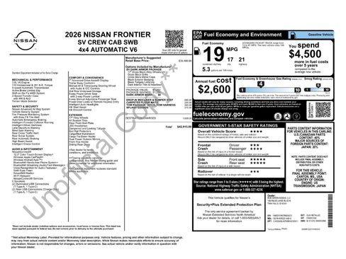 New 2026 Nissan Frontier SV w/ Tow Package image 4