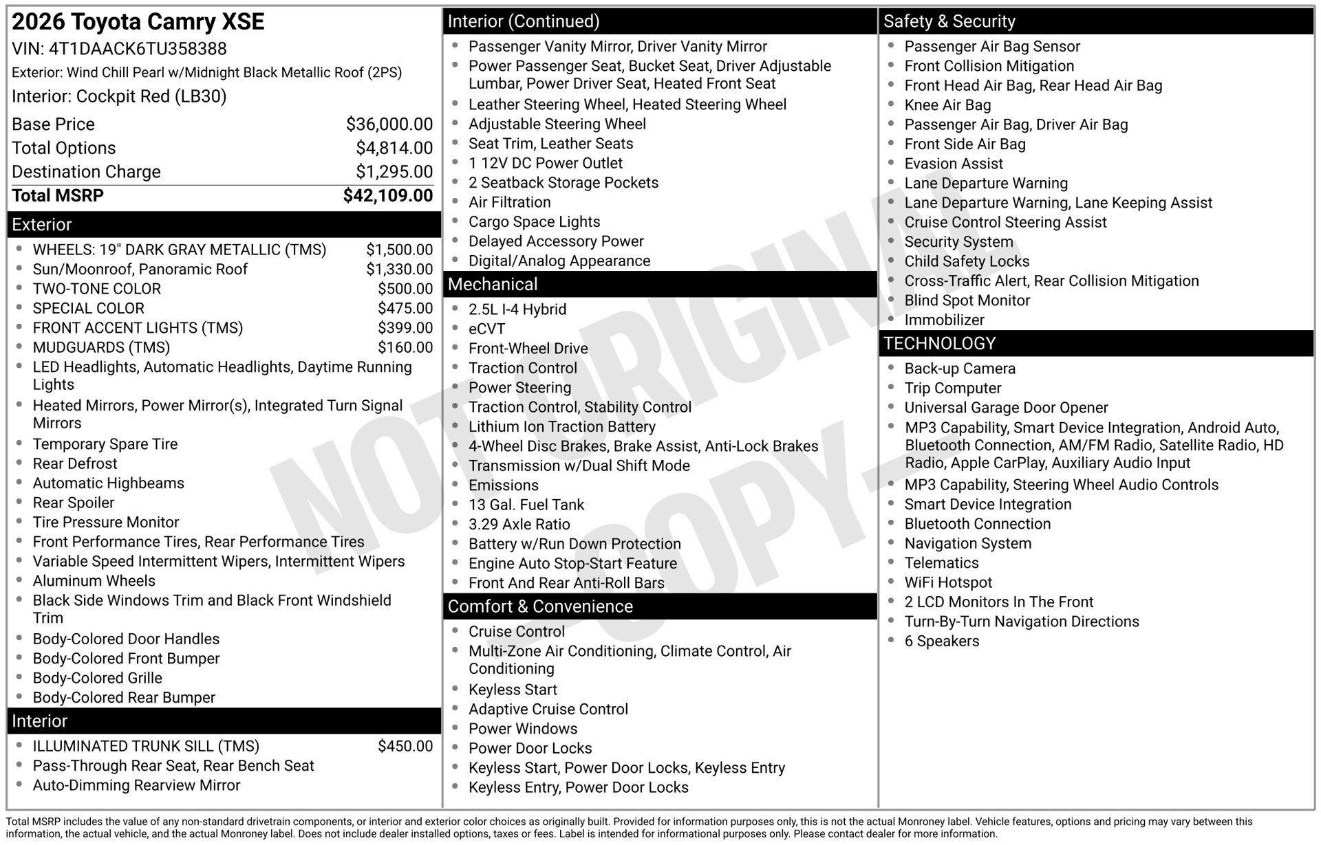 New 2026 Toyota Camry XSE FWD image 16