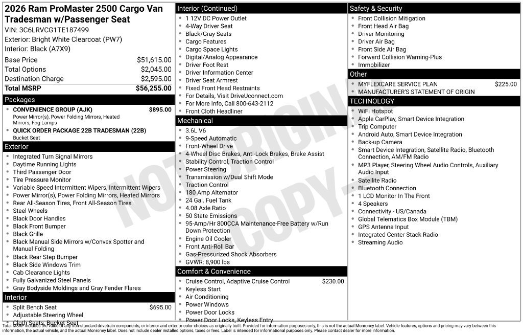 New 2026 RAM ProMaster 2500 w/ Convenience Group FWD image 7