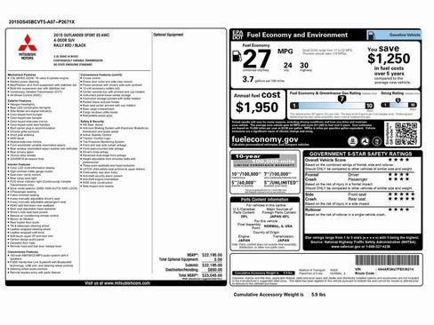 Used 2015 Mitsubishi Outlander Sport ES image 2