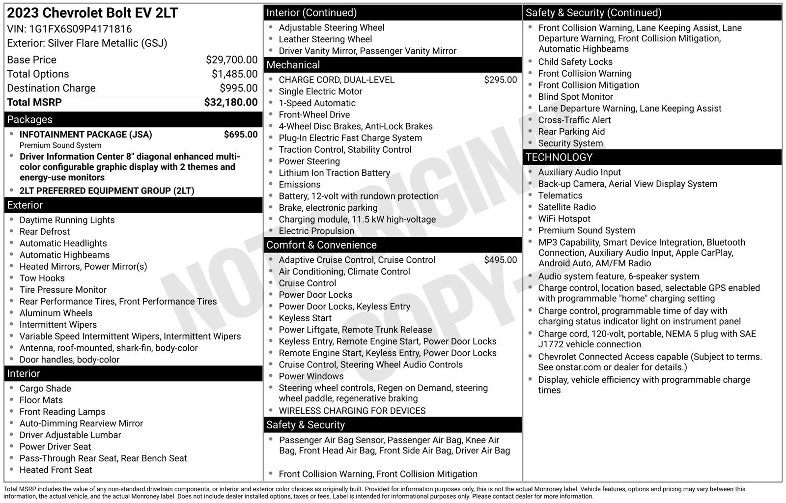 Used 2023 Chevrolet Bolt LT w/ Infotainment Package FWD image 3