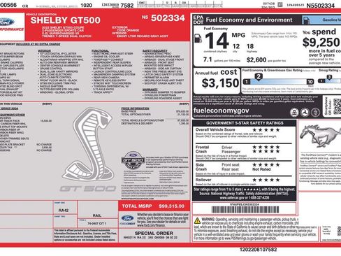 Used 2022 Ford Mustang Shelby GT500 w/ Carbon Fiber Track Pack image 2