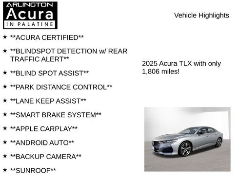 Certified 2025 Acura TLX w/ Technology Package image 7