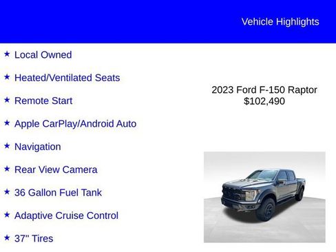 Used 2023 Ford F150 Raptor w/ Equipment Group 802A Raptor R AWD/4WD image 2