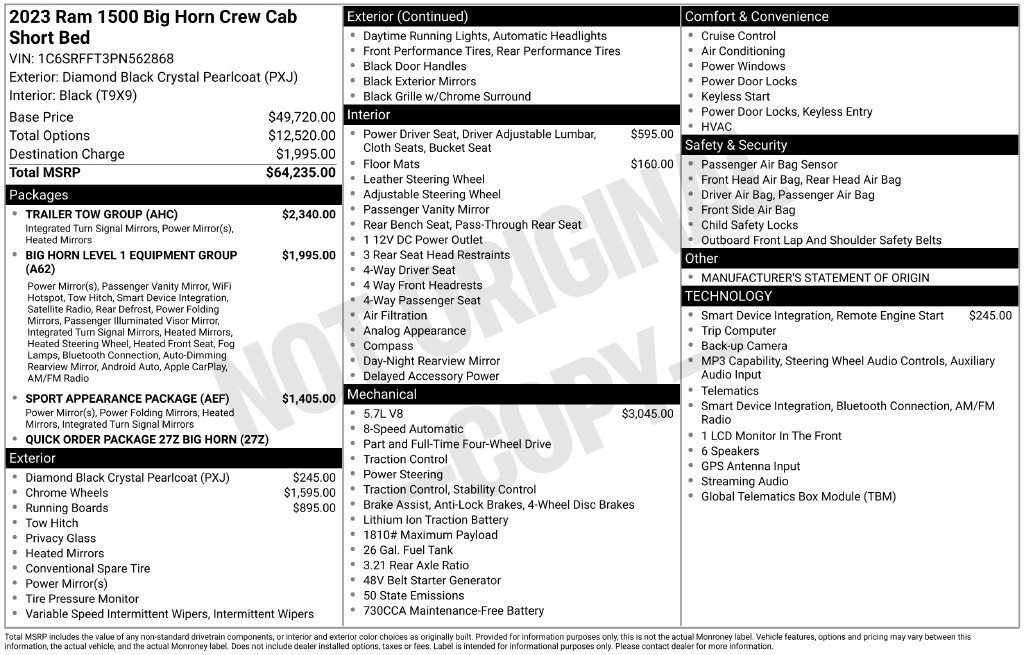 Used 2023 RAM 1500 Big Horn w/ Trailer Tow Group AWD/4WD image 17