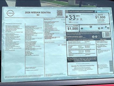 New 2026 Nissan Sentra SV w/ SV Convenience Package FWD image 13
