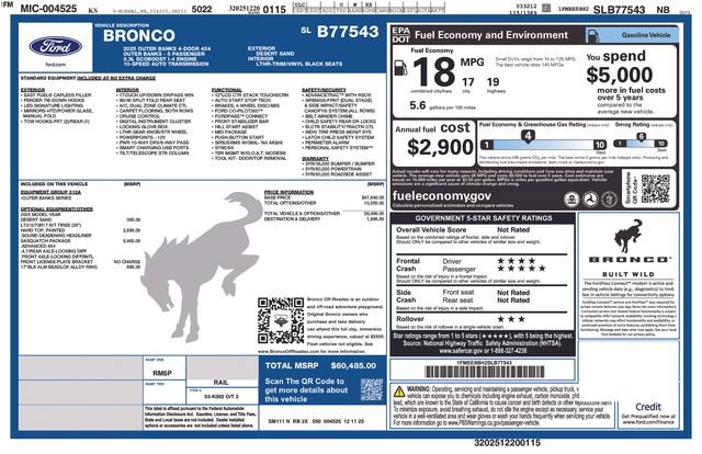 Certified 2025 Ford Bronco Outer Banks w/ Sasquatch Package AWD/4WD image 40