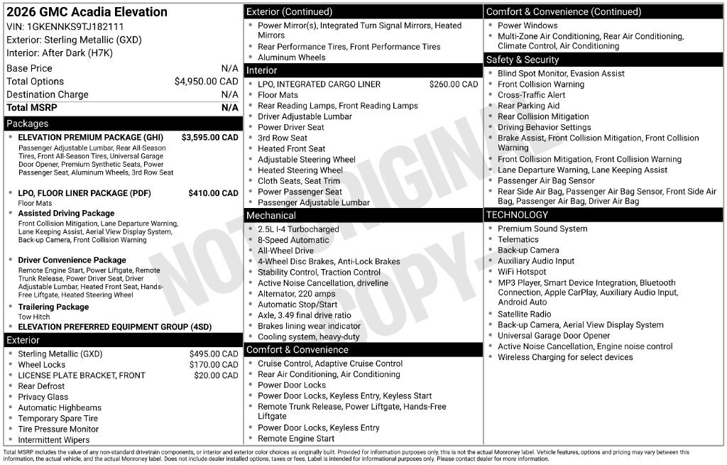 Certified 2026 GMC Acadia Elevation w/ Elevation Premium Package AWD/4WD image 11