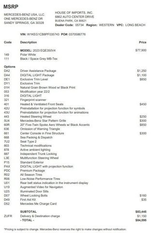 Certified 2023 Mercedes-Benz EQE 350+ 4MATIC Sedan image 4