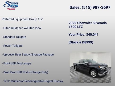 Used 2022 Chevrolet Silverado 1500 LTZ w/ LTZ Premium Package AWD/4WD image 34