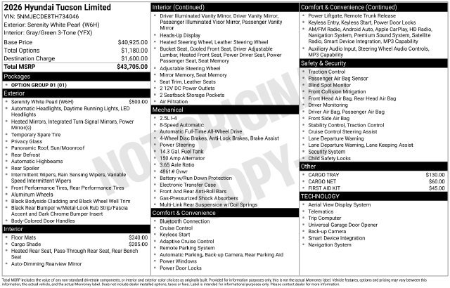 New 2026 Hyundai Tucson Limited AWD/4WD image 32