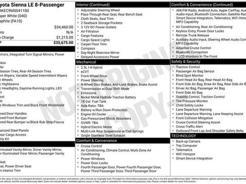 Used 2021 Toyota Sienna LE FWD image 28