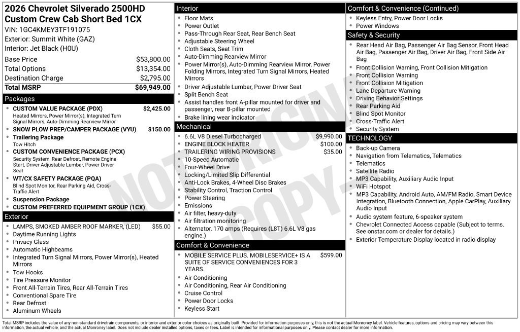 New 2026 Chevrolet Silverado 2500 Custom w/ Custom Value Package AWD/4WD image 45