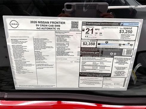 New 2026 Nissan Frontier SV w/ All-Weather Content Package image 36