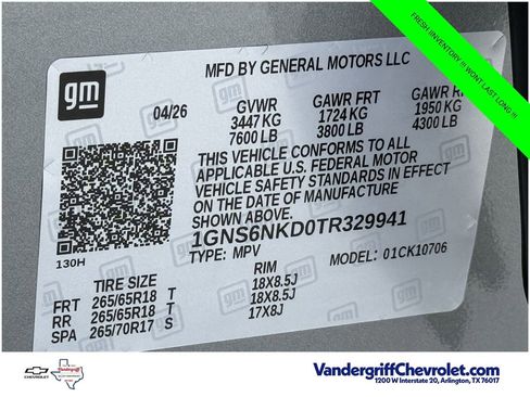 New 2026 Chevrolet Tahoe LT w/ Comfort Package AWD/4WD image 22