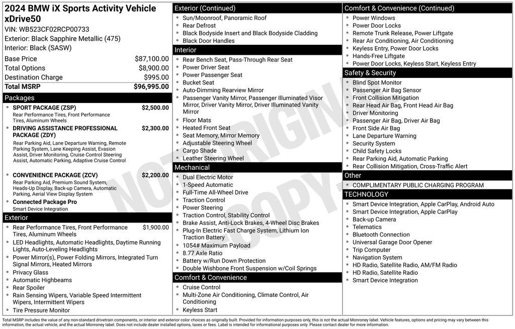 Used 2024 BMW iX xDrive50 w/ Sport Package AWD/4WD image 3