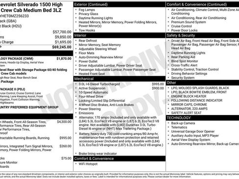 Used 2021 Chevrolet Silverado 1500 High Country w/ Technology Package AWD/4WD image 44