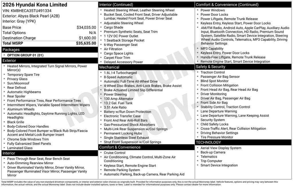 New 2026 Hyundai Kona Limited AWD/4WD image 25