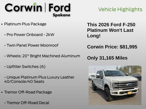 Certified 2026 Ford F250 Platinum w/ Platinum Plus Package AWD/4WD image 13