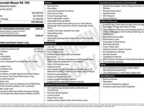 Certified 2023 Chevrolet Blazer RS w/ Enhanced Convenience Package FWD image 40