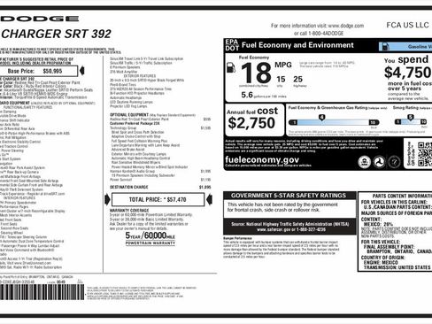 Used 2016 Dodge Charger SRT w/ Harman/Kardon Audio Group image 9