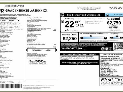 Used 2026 Jeep Grand Cherokee Laredo X AWD/4WD image 1