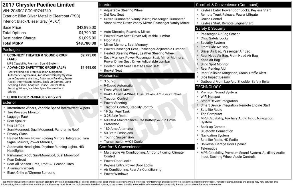 Used 2017 Chrysler Pacifica Limited FWD image 55