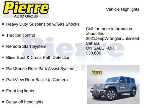 Used 2021 Jeep Wrangler Unlimited Sahara w/ Uconnect 4C Nav & Sound Group AWD/4WD image 22