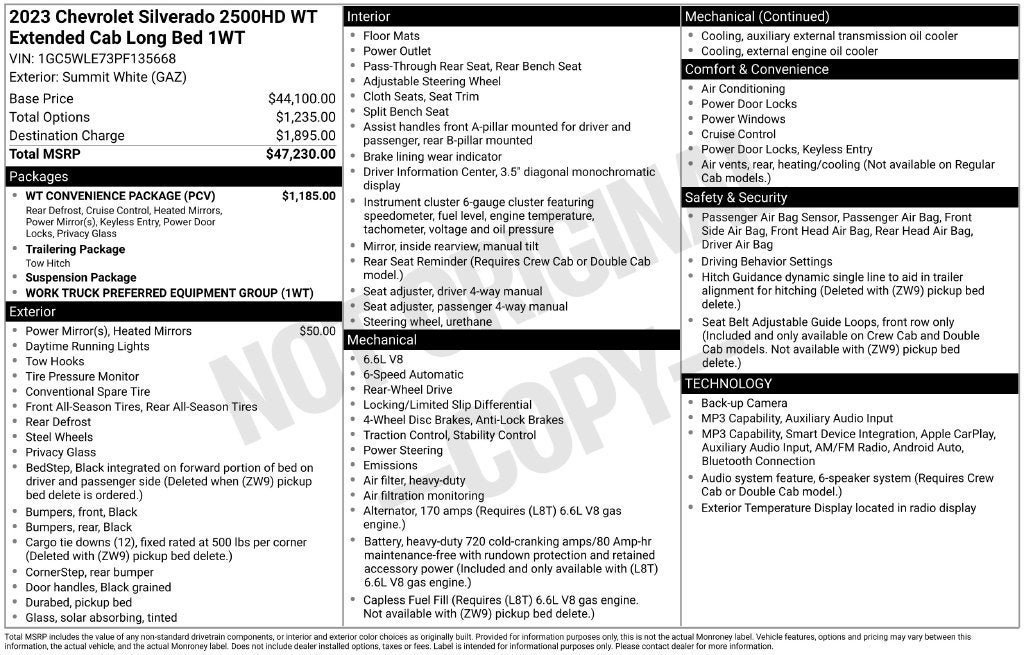 Used 2023 Chevrolet Silverado 2500 W/T w/ WT Convenience Package RWD image 5