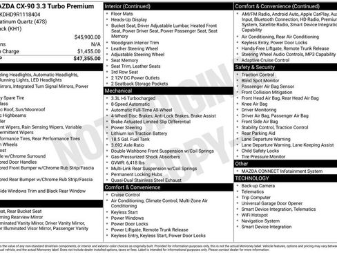 Certified 2024 MAZDA CX-90 3.3 Turbo w/ Premium Package AWD/4WD image 42