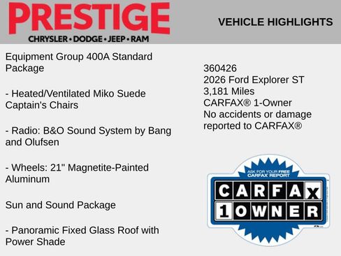 Used 2026 Ford Explorer ST w/ Sun And Sound Package AWD/4WD image 2