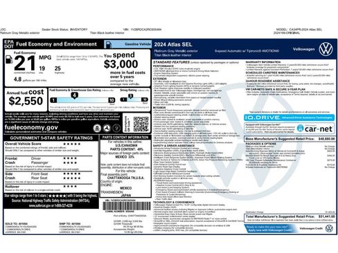 Used 2024 Volkswagen Atlas SEL AWD/4WD image 2