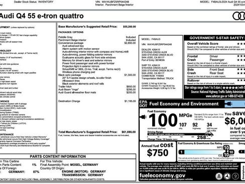 Used 2024 Audi Q4 e-tron Premium w/ Convenience Package AWD/4WD image 4